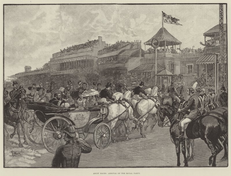 Ascot Races, aankomst van het koninklijke gezelschap door English School