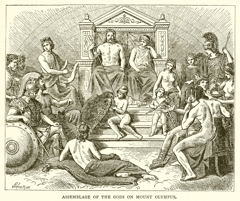 Vergadering van de Goden op de Berg Olympus door English School