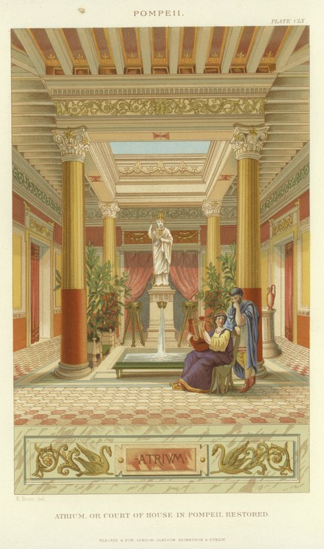 Atrium of binnenplaats van huis in Pompeii door English School