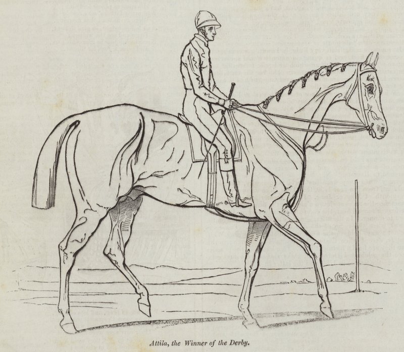 Attila, de Winnaar van de Derby (gravure) door English School