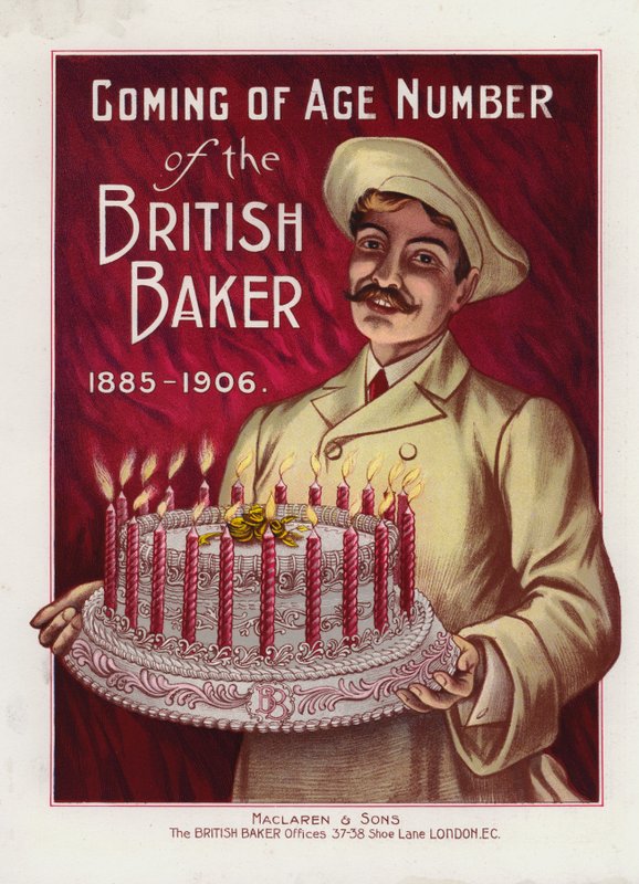 Bakker met taart met 21 kaarsen door English School