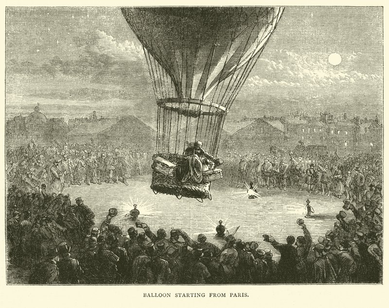 Ballon vertrekt uit Parijs, september 1870 door English School