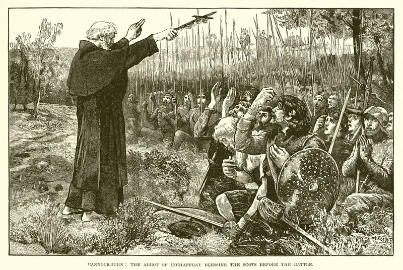 Bannockburn: De abt van Inchaffray zegent de Schotten voor de slag door English School
