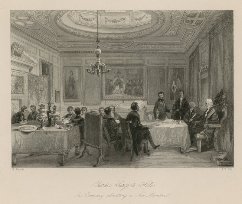 Barber Surgeons Hall, het gezelschap dat een nieuw lid toelaat door English School