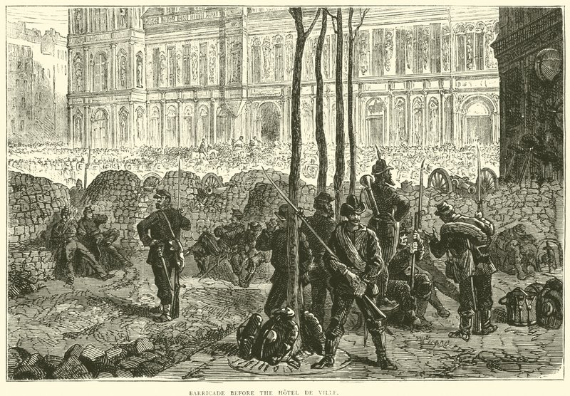 Barricade voor het stadhuis, maart 1871 door English School