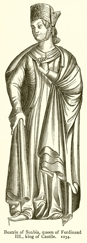 Beatrix van Zwaben, Koningin van Ferdinand III, Koning van Castilië. 1234 door English School