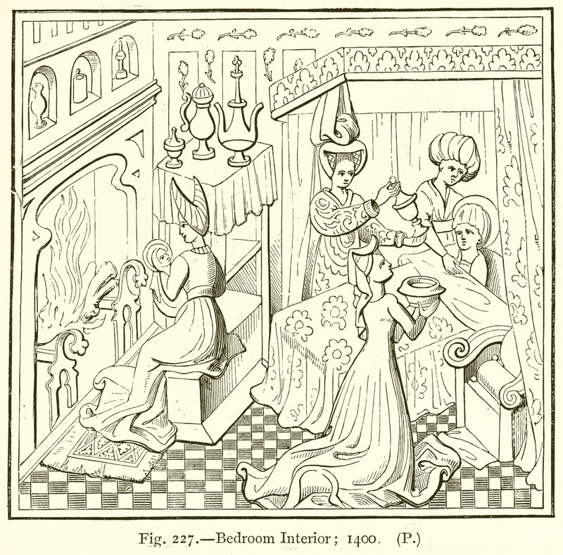 Slaapkamerinterieur; 1400 door English School