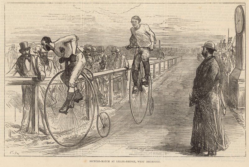 Fietswedstrijd bij Lillie Bridge, West Brompton door English School