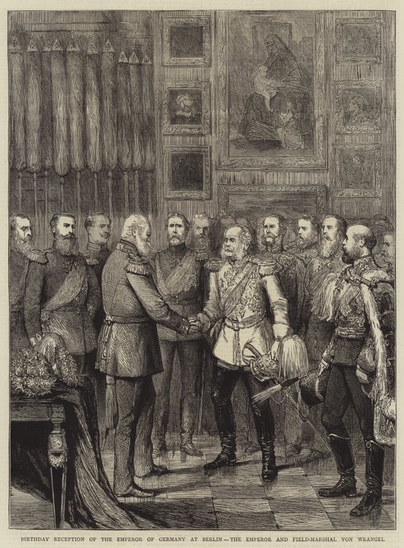 Verjaardagsreceptie van de Keizer van Duitsland in Berlijn, de Keizer en Veldmaarschalk von Wrangel door English School