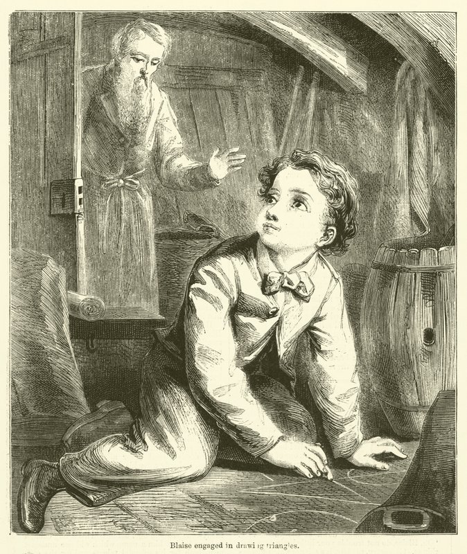 Blaise bezig met het tekenen van driehoeken door English School