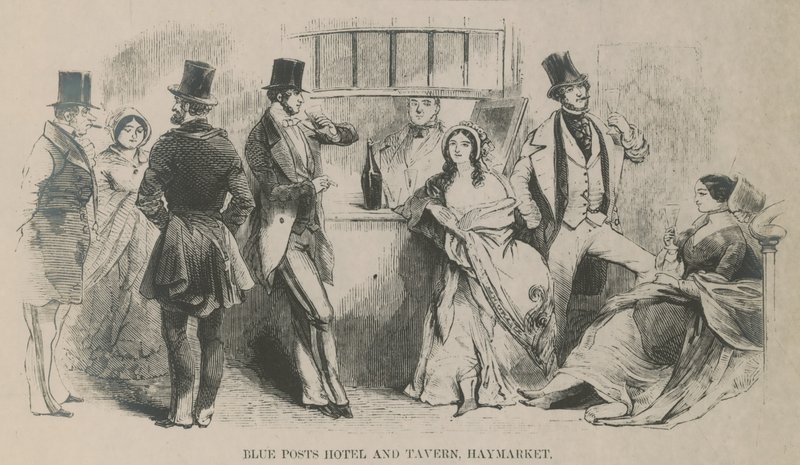 Blue Posts Hotel en Tavern, Haymarket door English School
