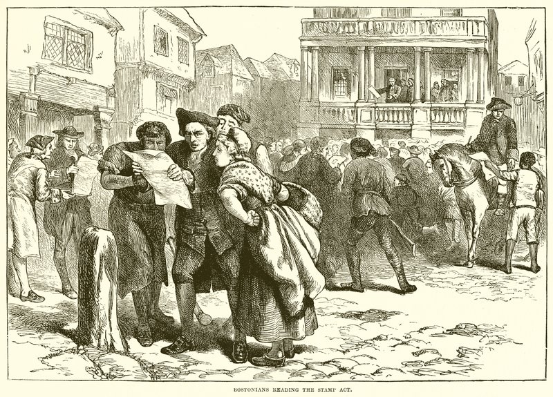 Bostonians lezen de Stamp Act door English School