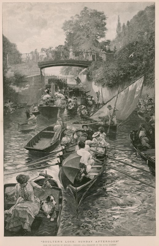Boulters Lock: Zondagmiddag, naar een schilderij van Edward J Gregory door English School