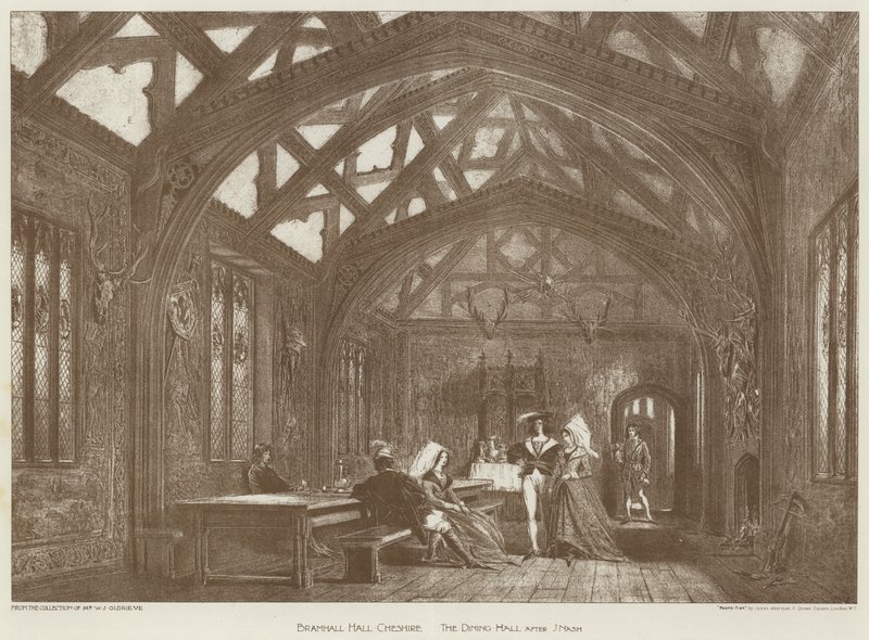 Bramhall Hall, Cheshire, de eetzaal door English School