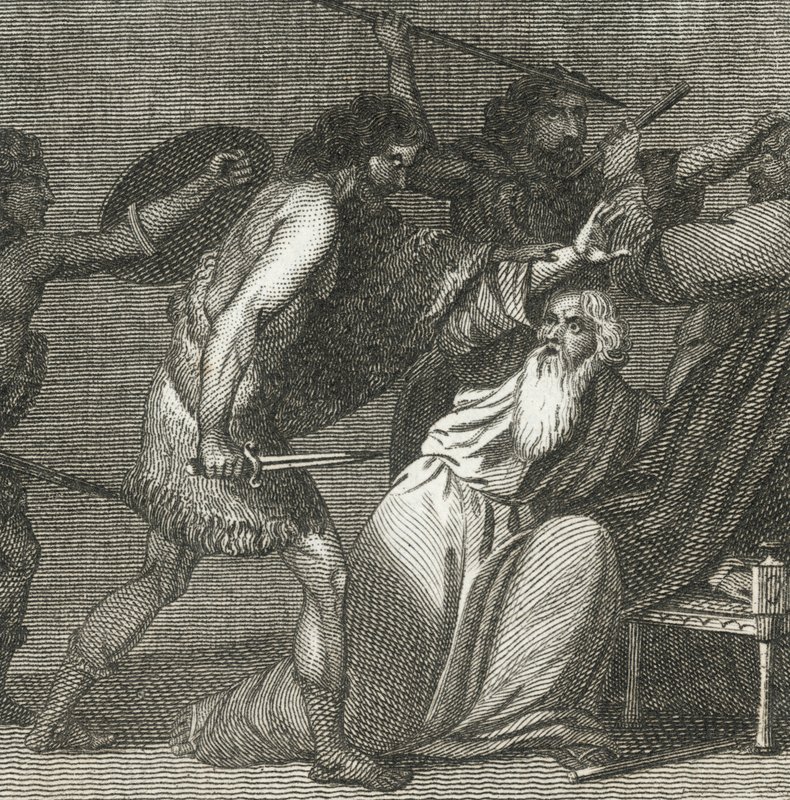 Brennus en zijn troepen doden de eerbiedwaardige mannen (gravure) door English School