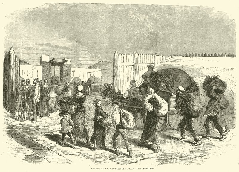 Groenten binnenbrengen uit de voorsteden, oktober 1870 door English School