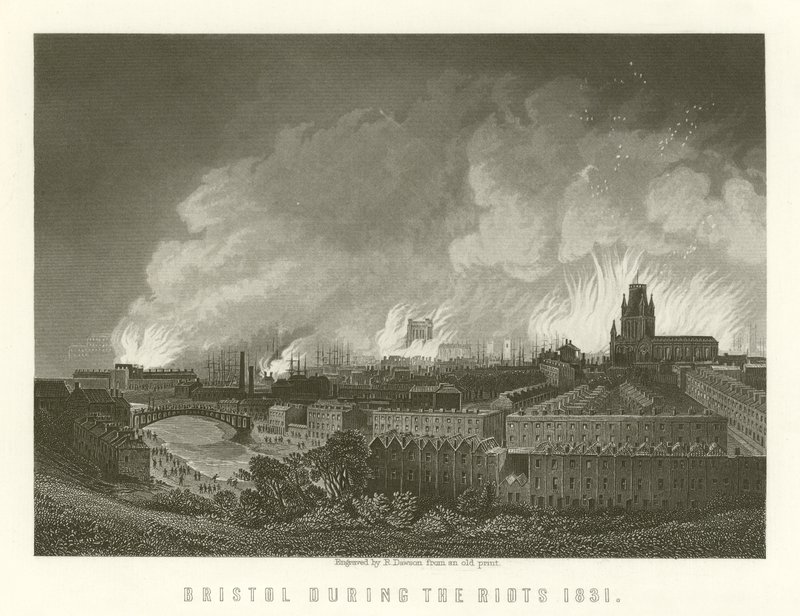 Bristol tijdens de rellen van 1831 door English School
