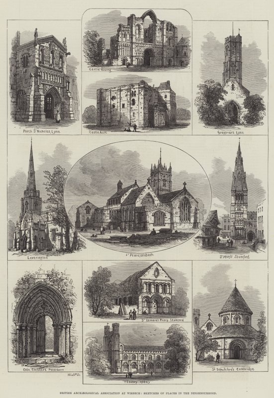 Britse Archeologische Vereniging in Wisbech, Schetsen van Plaatsen in de Omgeving (gravure) door English School