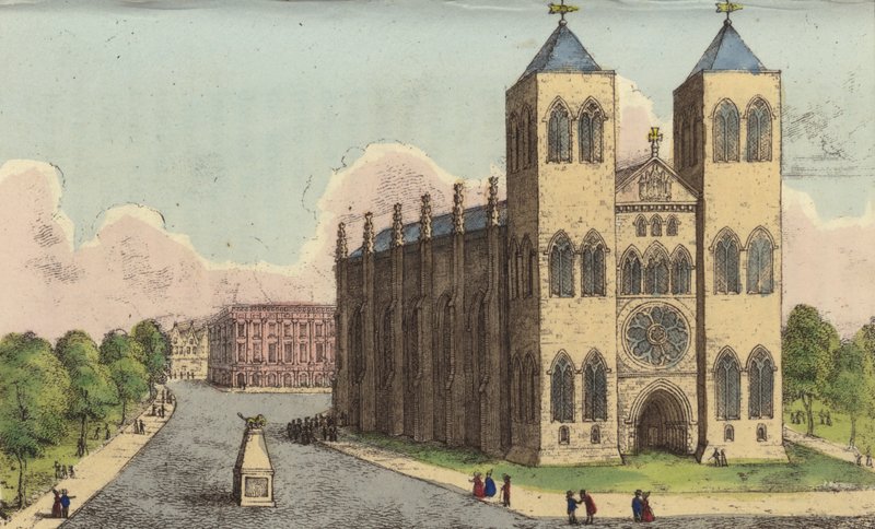 Dom van Brunswijk, Duitsland, laatste rustplaats van koningin Caroline, vervreemde vrouw van koning George IV (gekleurde gravure) door English School