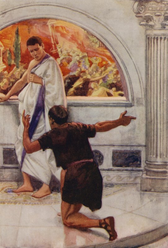 Kalm en onbevreesd gaat Plinius naar zijn bad terwijl Pompeii ten onder gaat door English School