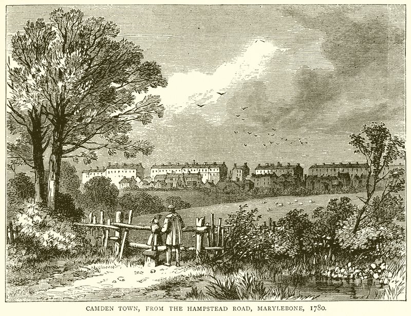 Camden Town, vanaf de Hampstead Road, Marylebone, 1780 door English School