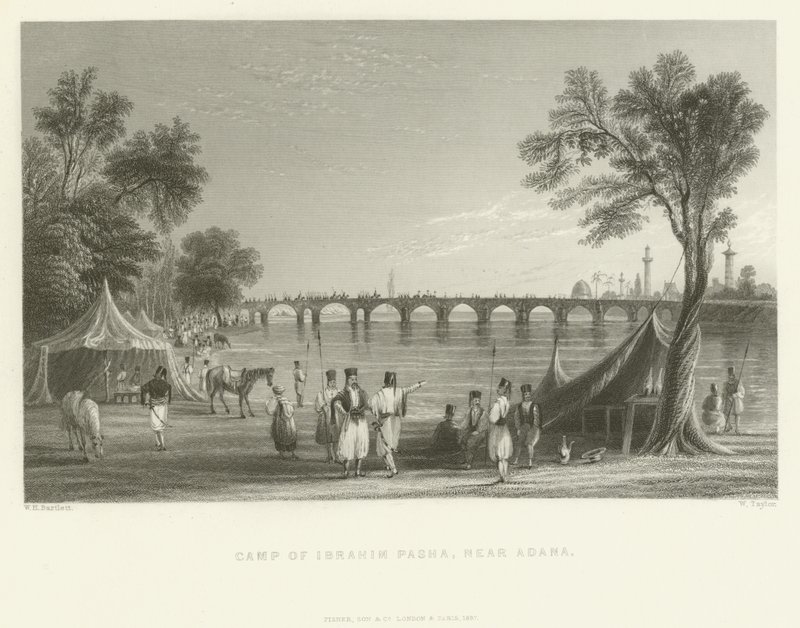 Kamp van Ibrahim Pasha, nabij Adana, Turkije, 1837 door English School