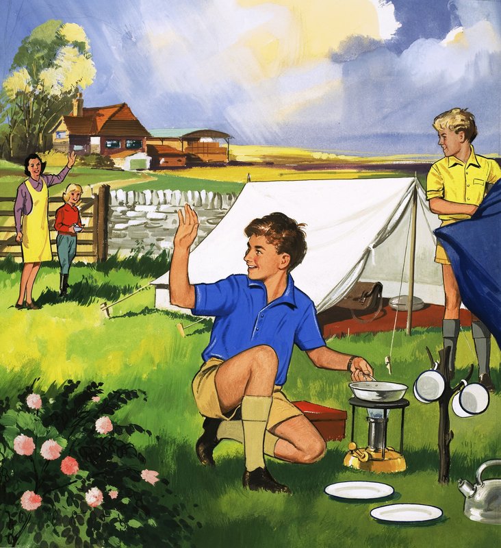 Kamperen in een tent door English School