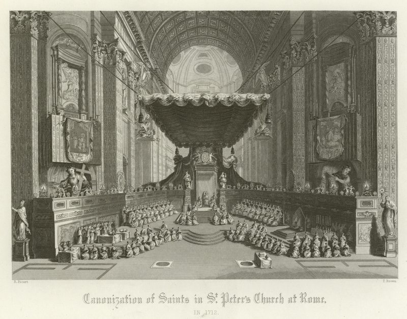 Heiligverklaring van heiligen in de Sint-Pieterskerk, Rome, 1712 door English School