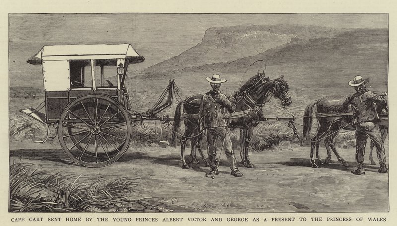 Kaartwagen naar huis gestuurd door de jonge prinsen Albert Victor en George als cadeau voor de prinses van Wales door English School