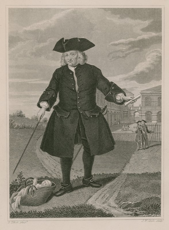 Kapitein Thomas Coram, oprichter van het Foundling Hospital door English School