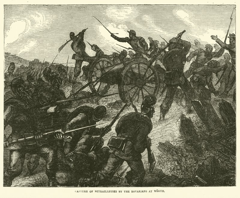 Verovering van mitrailleuses door de Beieren bij Worth, augustus 1870 door English School