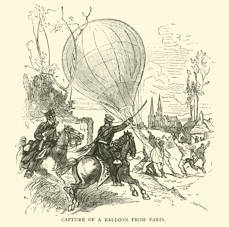 Vangst van een ballon uit Parijs, januari 1871 door English School