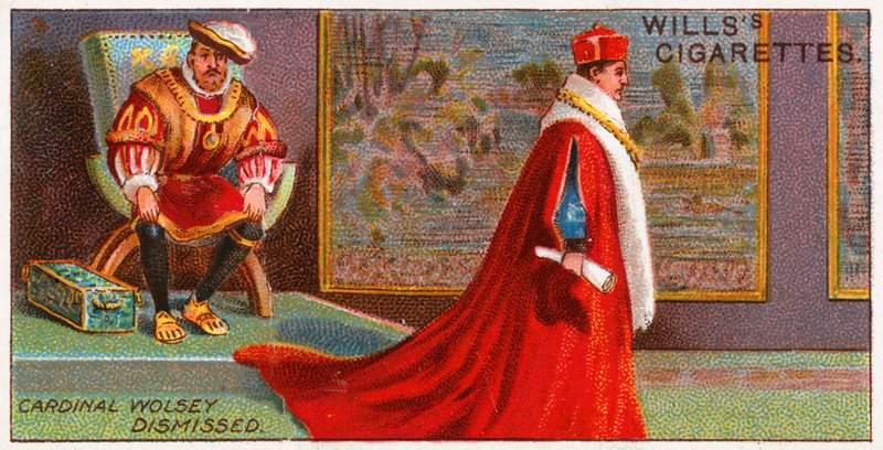 Kardinaal Wolsey wordt ontslagen door koning Hendrik VIII door English School
