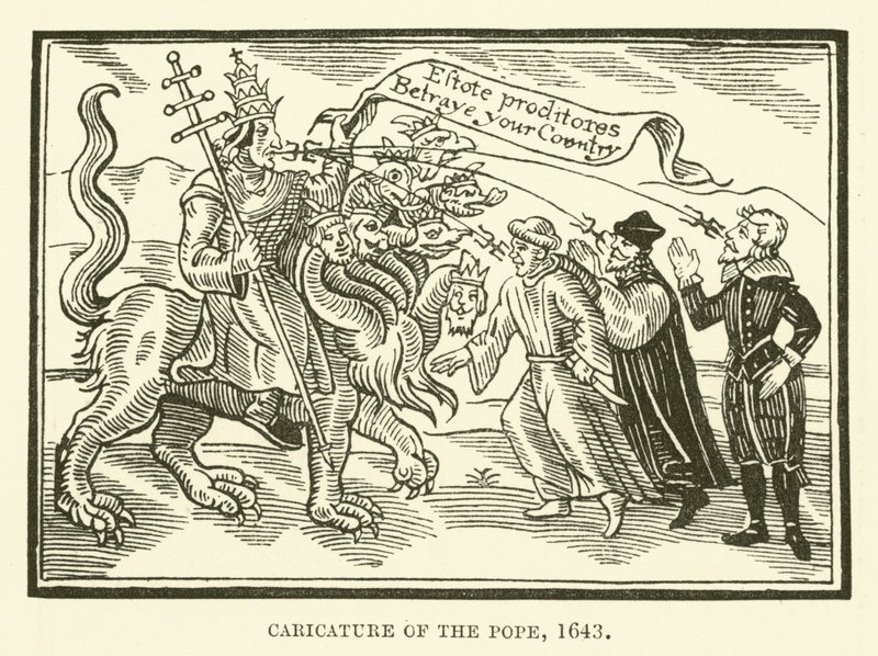 Karikatuur van de paus door English School