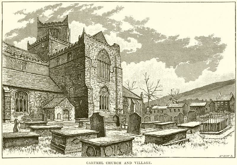 Cartmel Kerk en Dorp door English School