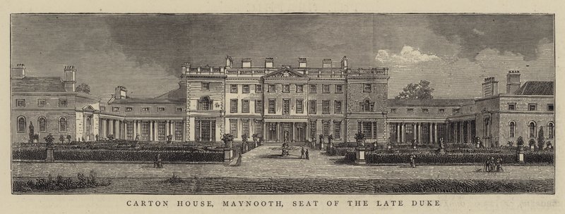 Carton House, Maynooth, zetel van de overleden hertog (gravure) door English School