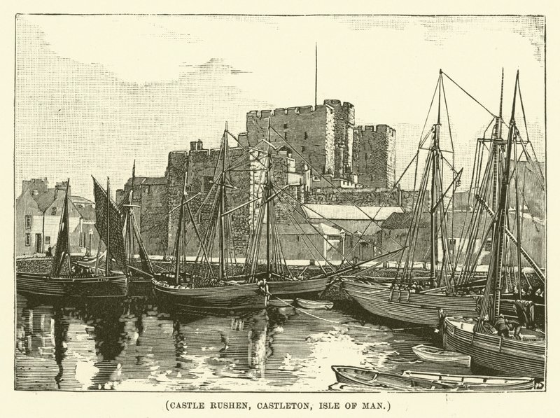 Kasteel Rushen, Castleton, eiland Man (gravure) door English School
