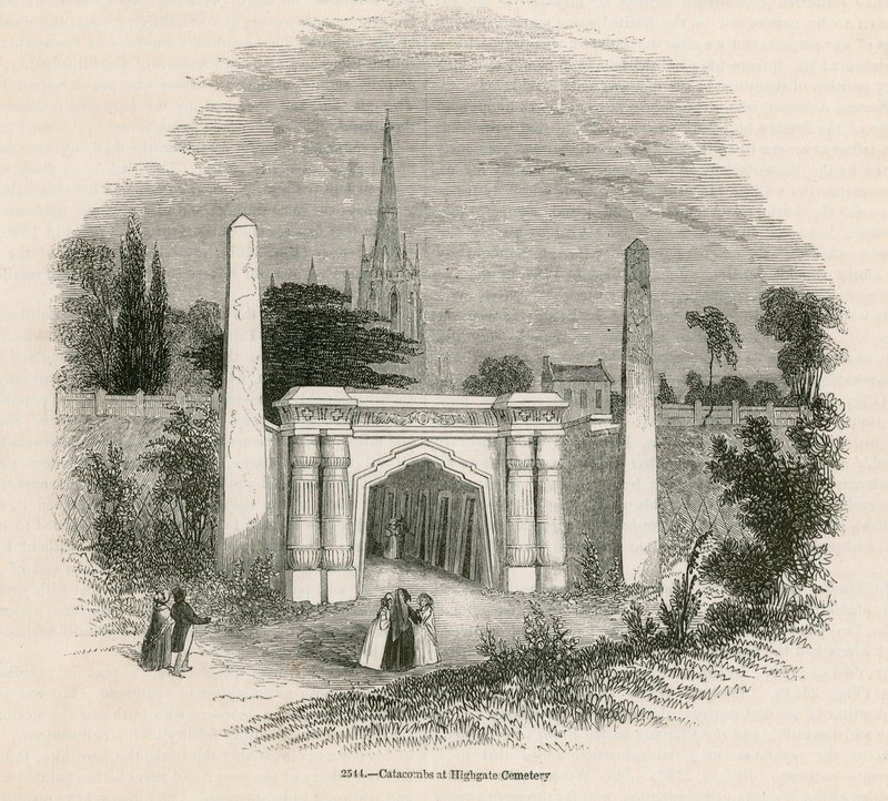 Catacomben van Highgate Cemetery, Londen door English School
