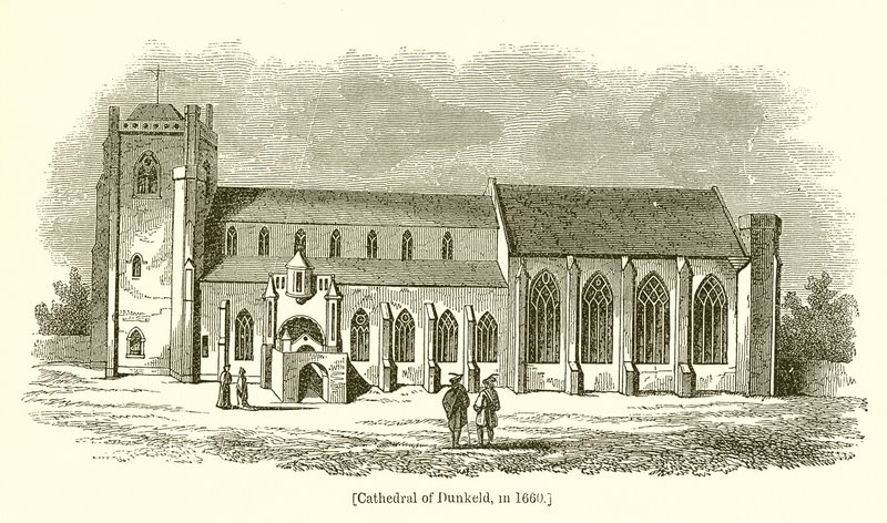 Kathedraal van Dunkeld, in 1660 door English School