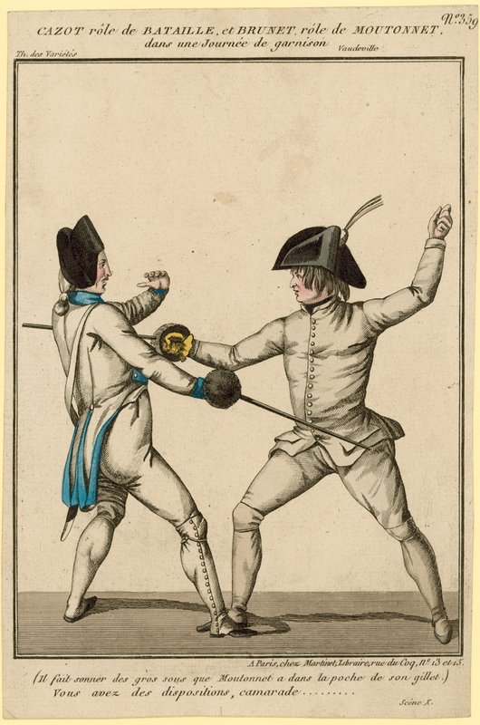 Cazot in de rol van Bataille en Brunet in de rol van Moutonnet in Une Journee de Garnison door English School