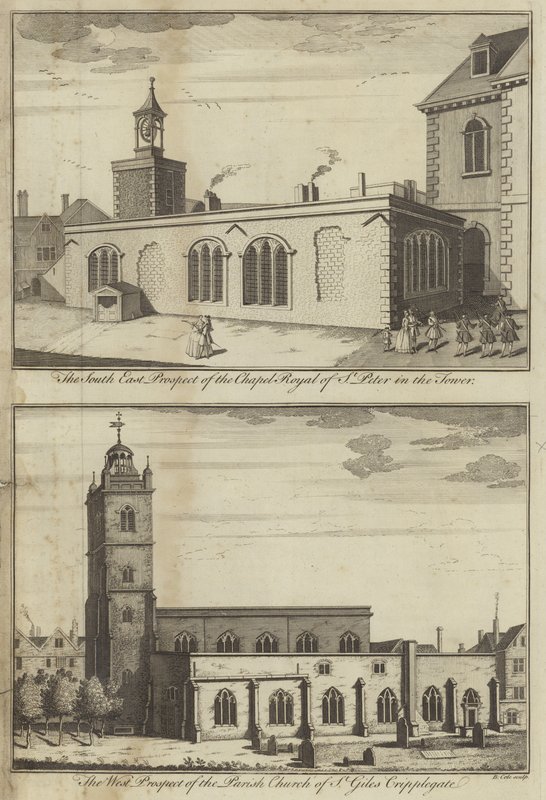 Kapel Royal van St Peter in de Tower en kerk van St Giles Cripplegate, Londen door English School