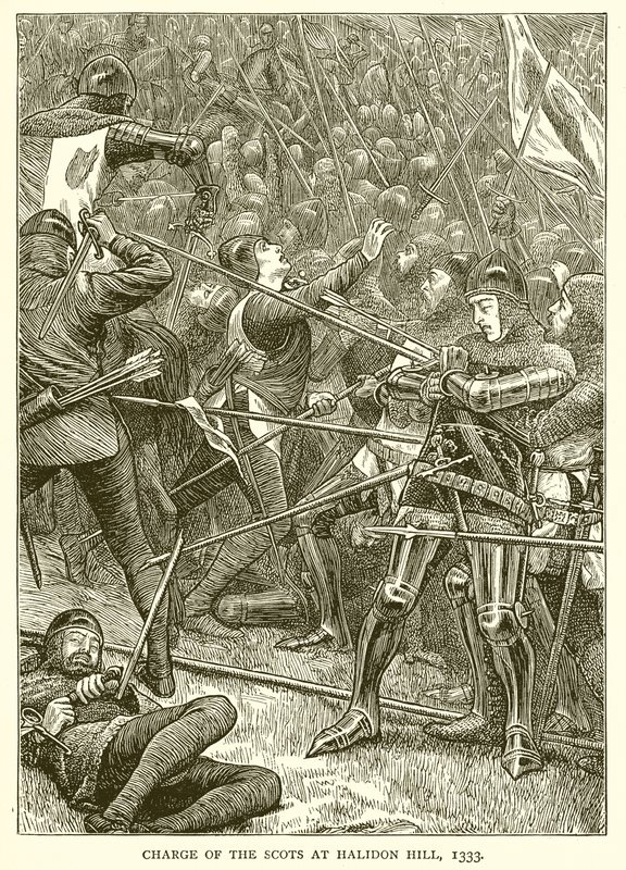 Aanval van de Schotten bij Halidon Hill, 1333 door English School