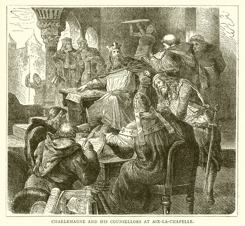 Karel de Grote en zijn raadgevers in Aken door English School
