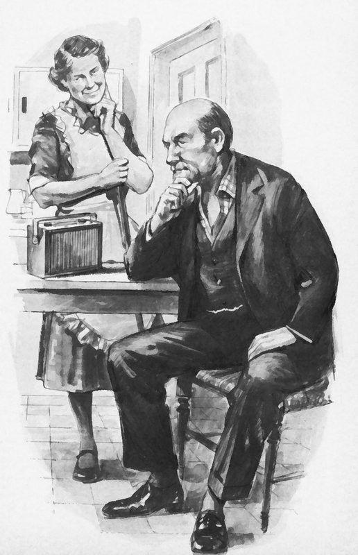 Charles Ives, luisterend naar zijn beroemdste symfonie op de radio van de huishoudster door English School