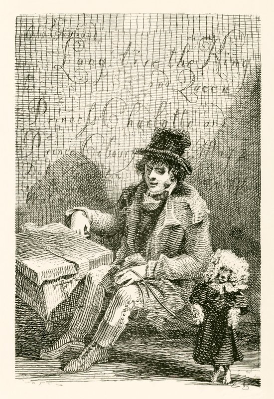Charles Wood, een blinde man, met een orgel en een dansende hond door English School