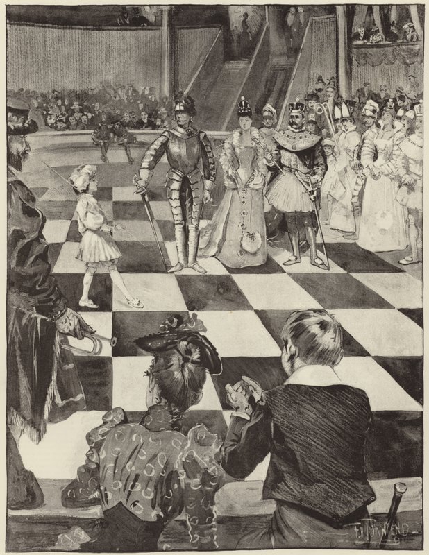 Schaaktoernooi met levende stukken in Henglers Circus door English School