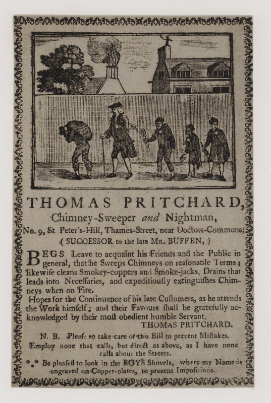 Schoorsteenvegers, Thomas Pritchard, handelskaart door English School