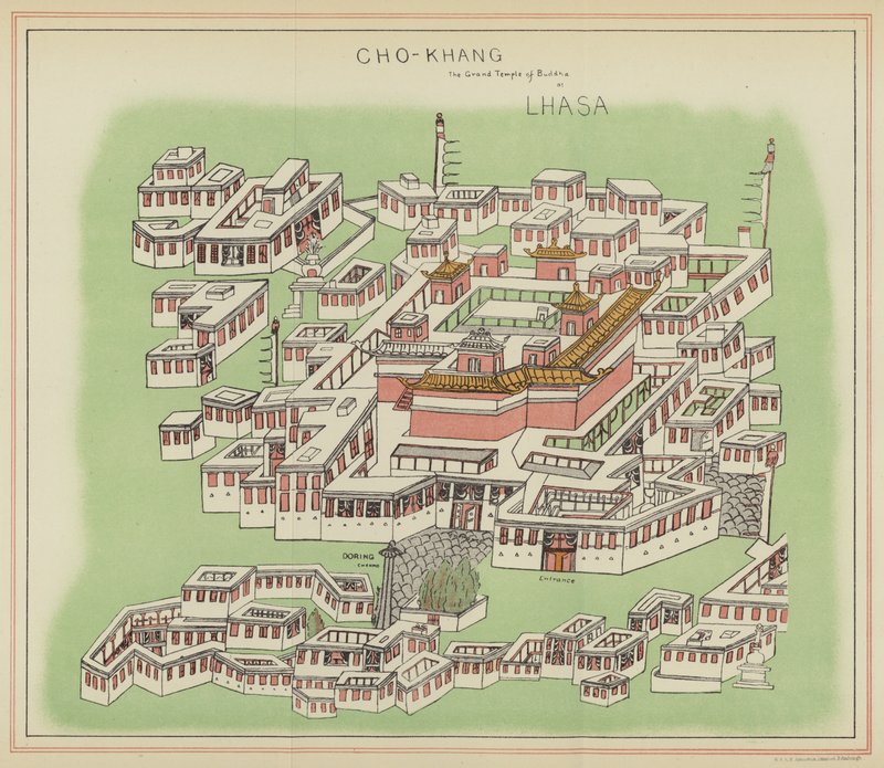 Cho-Khang, de Grote Tempel van Boeddha in Lhasa door English School