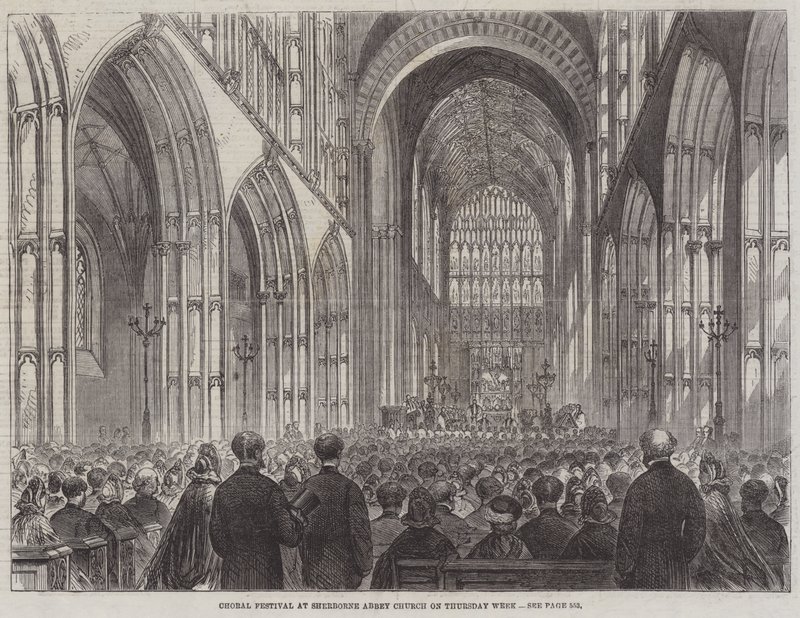 Koraalfestival in Sherborne Abbey Church op donderdag door English School