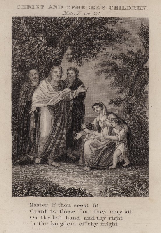 Christus en de kinderen van Zebedeüs, Mattheüs X, vers 20 door English School